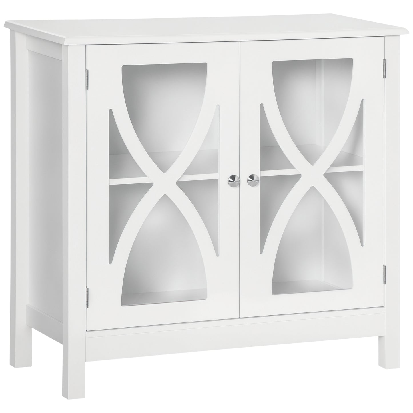 Kitchen Sideboard, Glass Door Buffet Cabinet, Bathroom Storage Cabinet with Adjustable Storage Shelf for Dining Room, Li