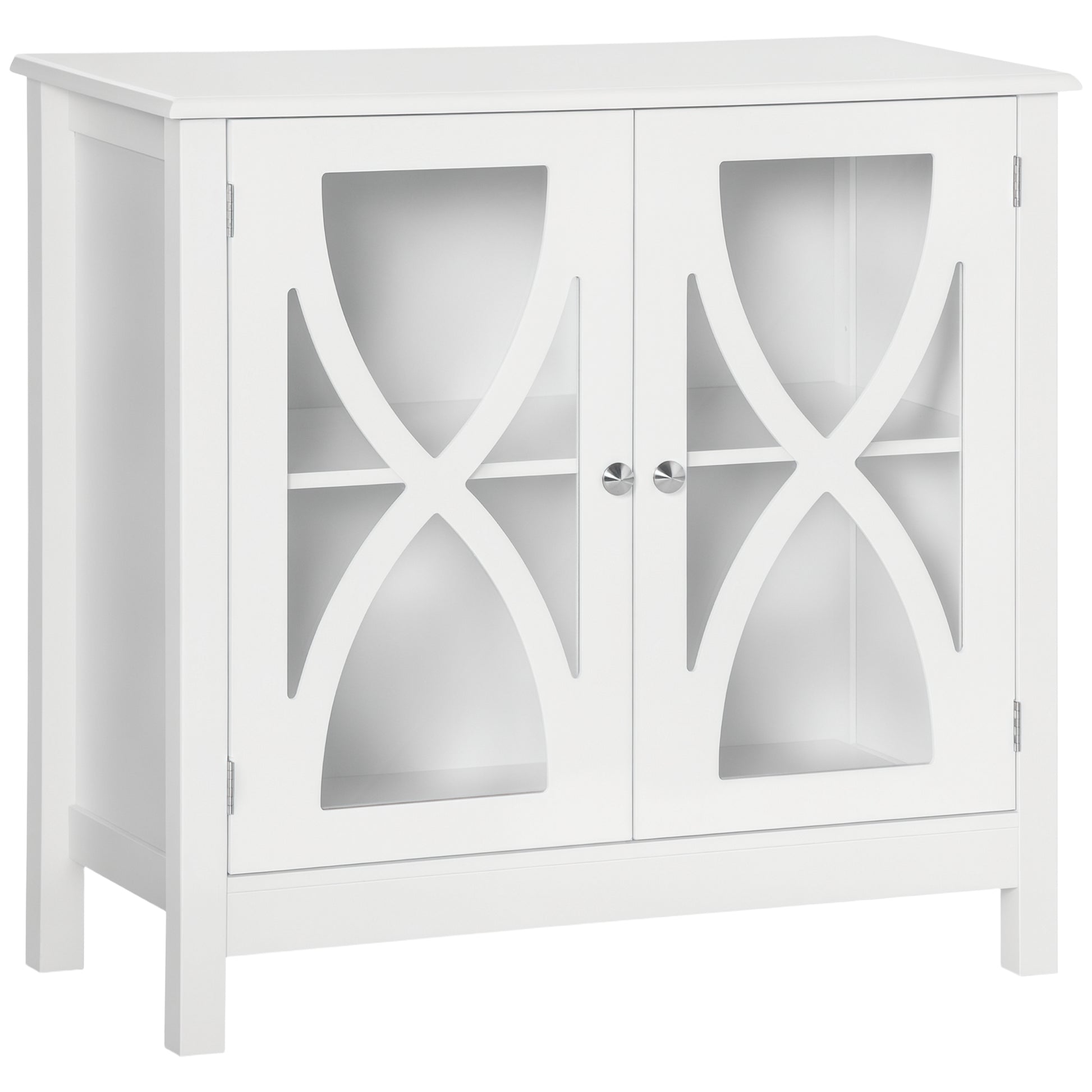 Kitchen Sideboard, Glass Door Buffet Cabinet, Bathroom Storage Cabinet with Adjustable Storage Shelf for Dining Room, Li