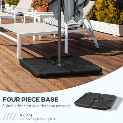 4 Piece Umbrella Base Stand Cantilever Offset Patio Umbrella Weight Plates w/ U Locking, 123 lb Capacity Water or 158 lb