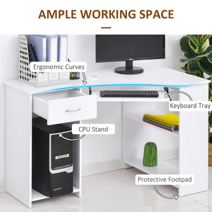 47" L-Shaped Desk with Keyboard Tray, Computer Corner Desk for Small Space with Shelves, Drawer, CPU Stand, Home Office 