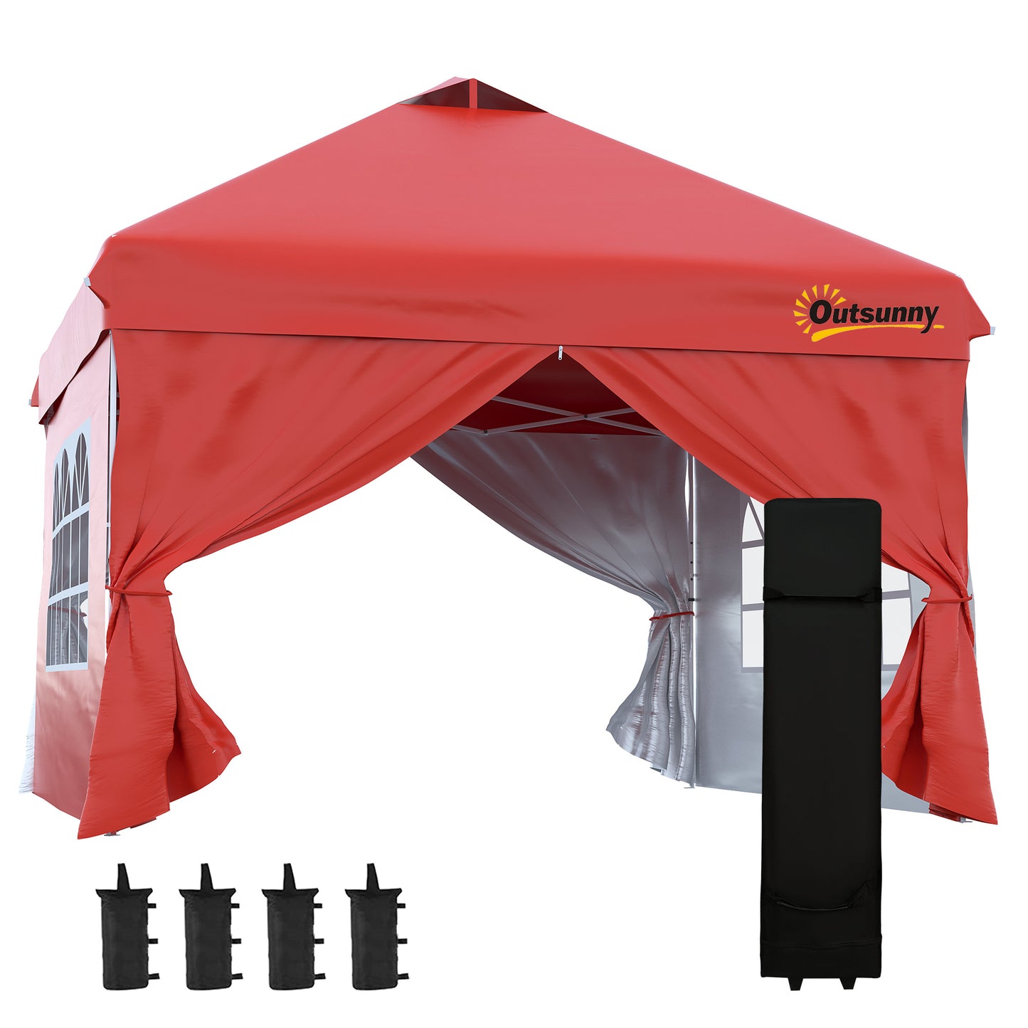 10' x 10' Pop Up Canopy Tent, Instant Sun Shelter, Tents for Parties, with Wheeled Carry Bag, for Outdoor, Garden, Patio