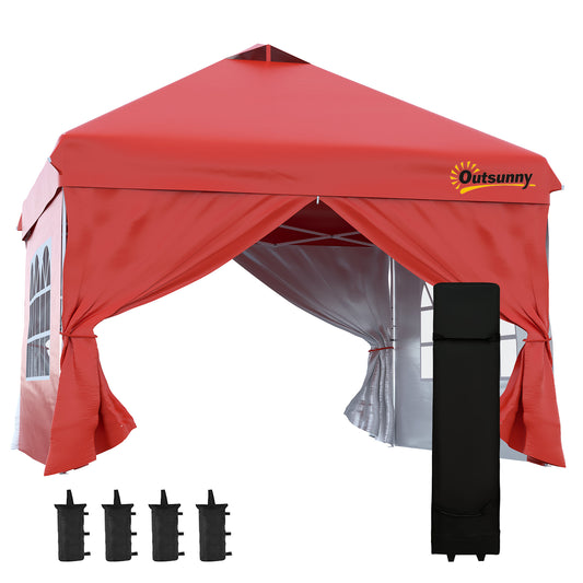 10' x 10' Pop Up Canopy Tent, Instant Sun Shelter, Tents for Parties, with Wheeled Carry Bag, for Outdoor, Garden, Patio