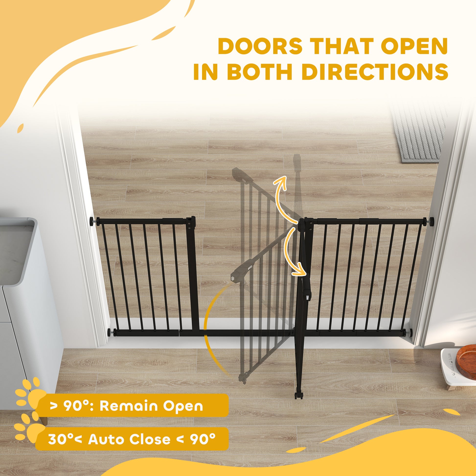 29"-58" Wide Pet Gate with Door Dog Gate and Barrier Indoor for Stairs Includes 7", 8", 12" Extensions Kit, 30 Inch Tall