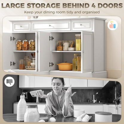 Sideboard Buffet Cabinet, 54" Kitchen Storage Cabinet with Soft-Close Doors, 3 Drawers and 2 Adjustable Shelves, White