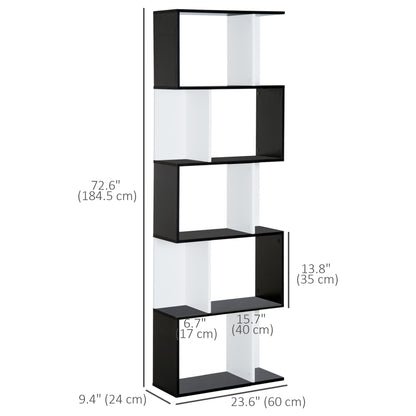 Modern Bookcase 5-Tier Display Shelf Storage Shelf Room Divider Living Room Home Office Furniture, Black