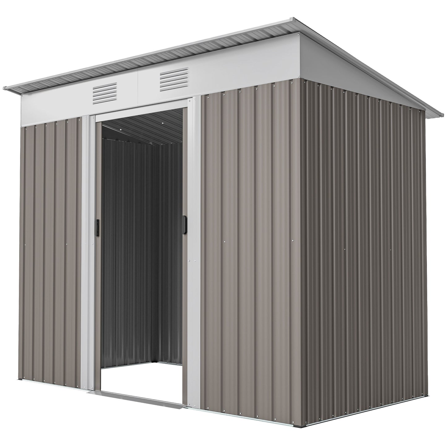 7' x 4' Outdoor Storage Shed, Metal Garden Tool Storage House Organizer with Lockable Sliding Doors and Vents for Backya