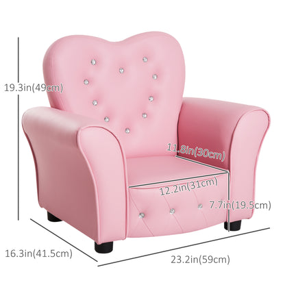 Qaba Kids Mini Princess Sofa Toddler Chair Children Upholstered Tufted Armchair Activity Couch Reclining Seat Boys Girls