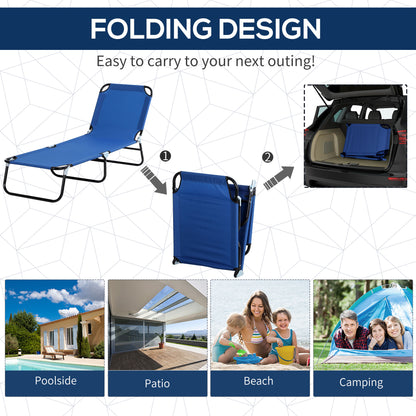 Outdoor Lounge Chair, Adjustable Folding Chaise Lounge,  Tanning Chair with Sun Shade for Beach, Camping, Hiking, Backya