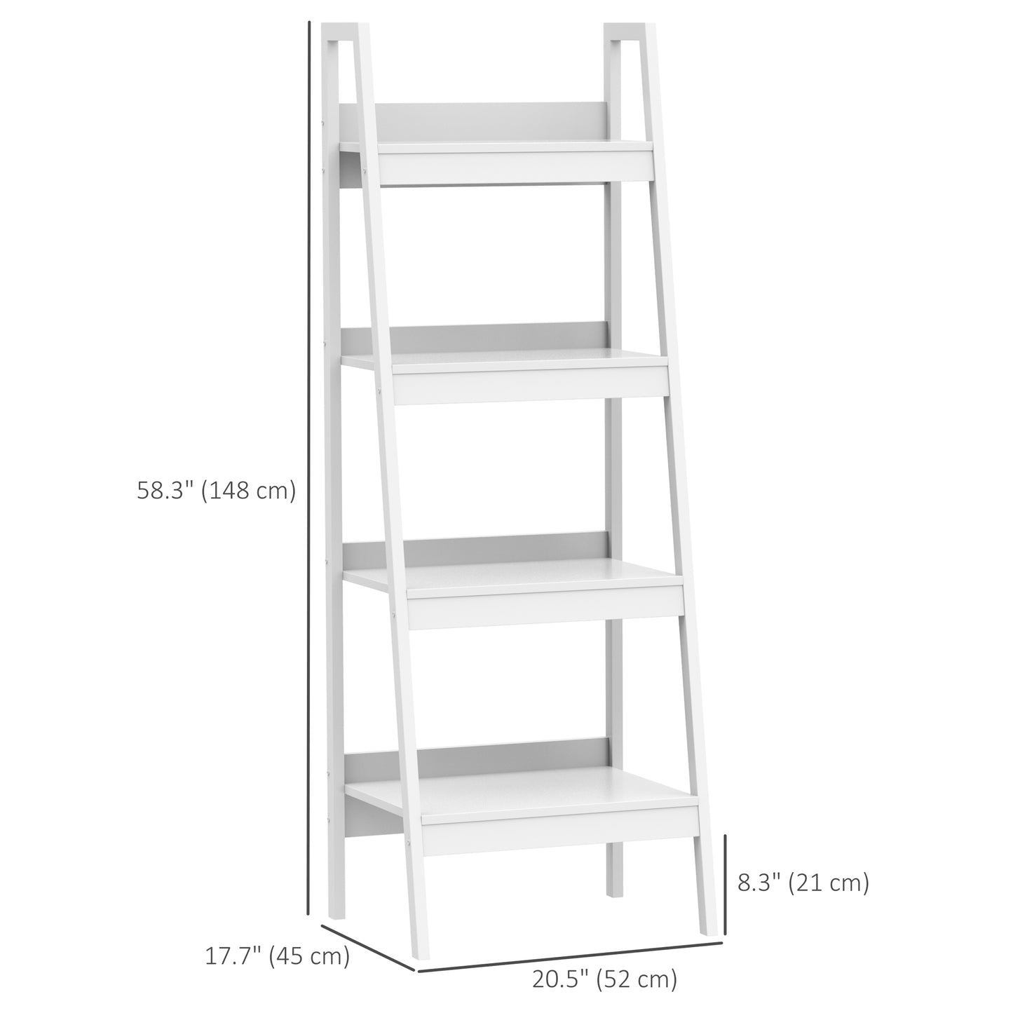Set of 2, 4 Tier Ladder Shelf Bookcase, Multi-Use Display Rack, Storage Shelving Unit Display Stand, Flower Plant Stand,