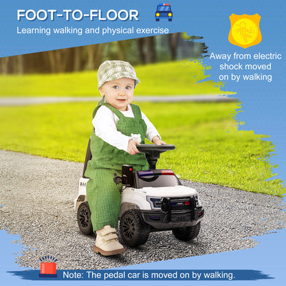VarietyKart Kids Ride On Sliding Car with Hidden Under Seat Storage, Ride On Police Car for Toddler with Megaphone, Anti