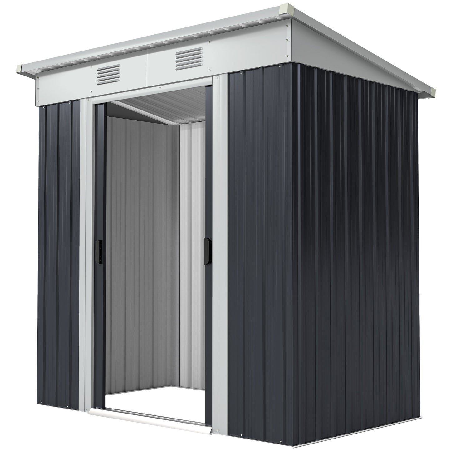 6' x 4' Outdoor Storage Shed, Metal Garden Tool Storage House Organizer with Lockable Sliding Doors and Vents for Backya