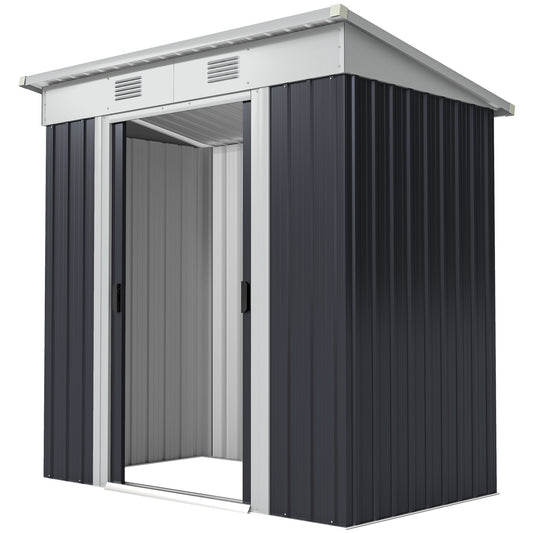 6' x 4' Outdoor Storage Shed, Metal Garden Tool Storage House Organizer with Lockable Sliding Doors and Vents for Backya
