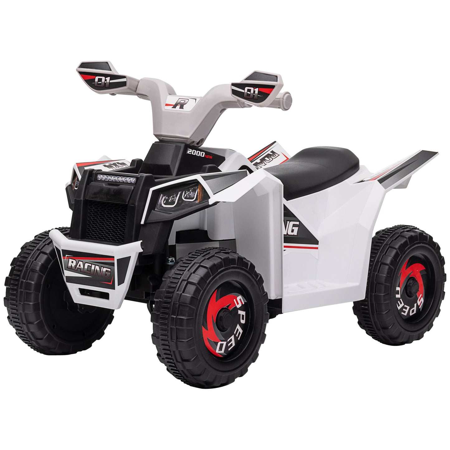 VarietyKart 6V Quad Kids Electric Car with Wear-resistant Wheels, for Boys and Girls Aged 18-36 Months, White
