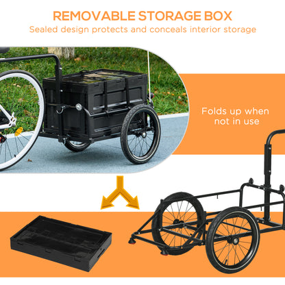 VarietyKart Steel Trailer for Bike, Bicycle Cargo Trailer with Foldable Storage Box and Safe Reflectors, Max Load 88LBS,