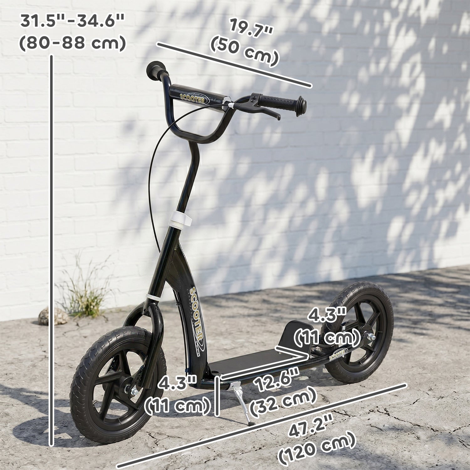 Adjustable Kids Pro Stunt Scooter Children Street Bike Bicycle Ride On with 12” Tire (Black)