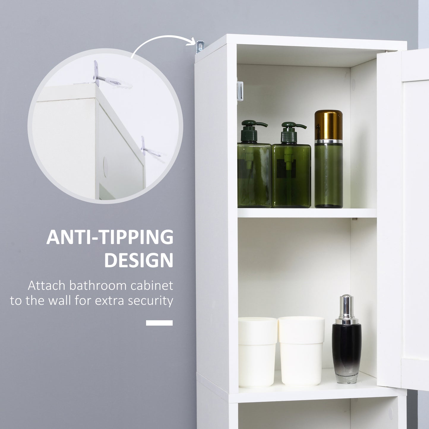 Tall Bathroom Storage Cabinet with Mirror, Freestanding Narrow Linen Tower Cabinet with Adjustable Shelves for Bathroom,