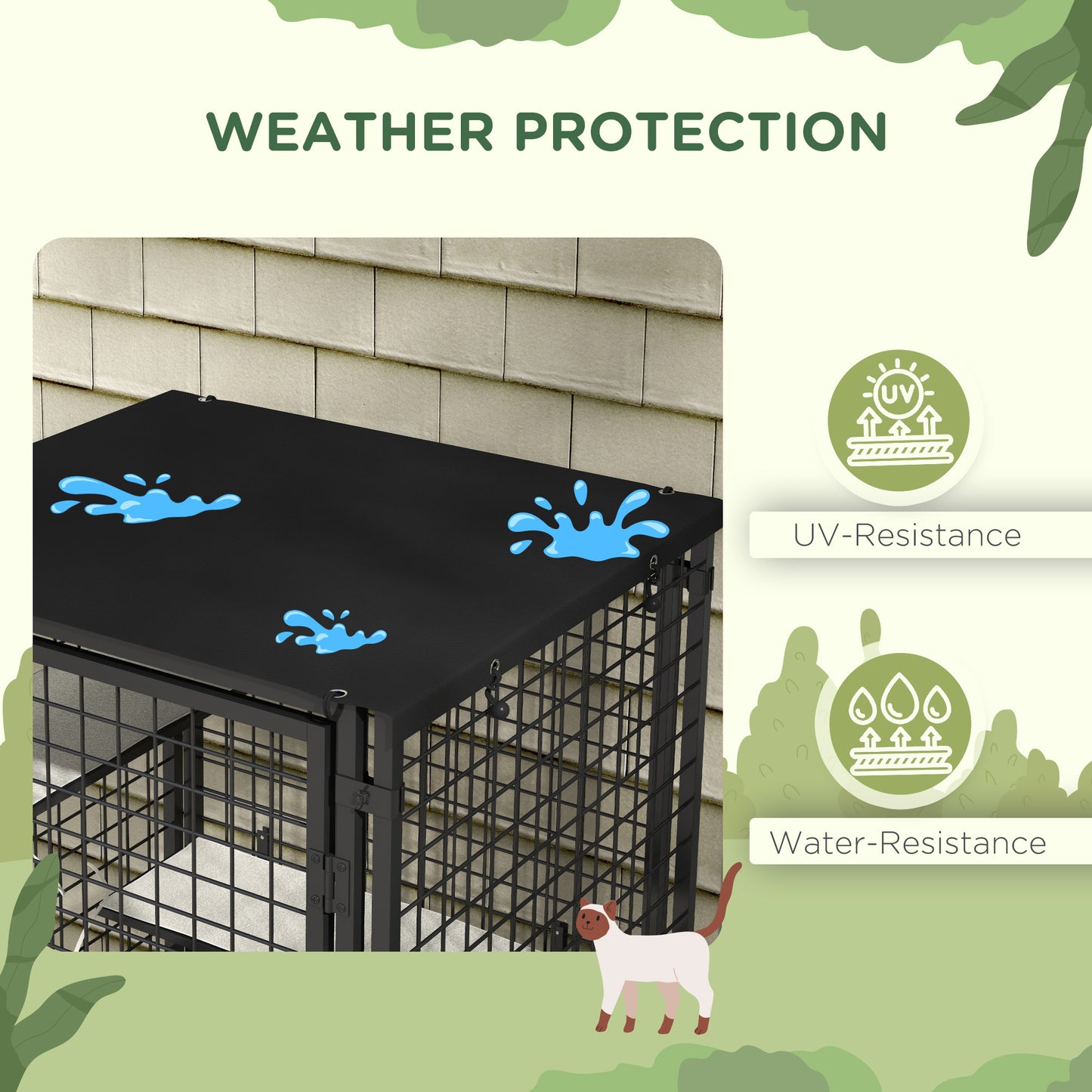 Cat Cage Multi-Level Catio Steel Outdoor Cat Enclosure w/ UV-and Water Resistant Cover, 5 Platforms, Soft Pads, Black