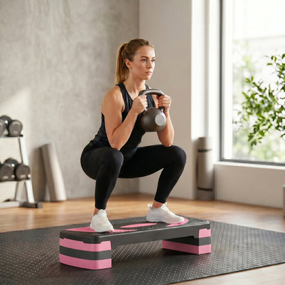 Soozier Adjustable Aerobic Stepper, Exercise Step Platform, Step Exercise Trainer, Workout Fitness Yoga Risers, 4"-6"-8"