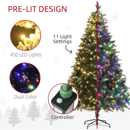 7 Foot Prelit Artificial Christmas Tree with Dual Colour LED Light, Hinged Xmas Tree for Home Office Holiday