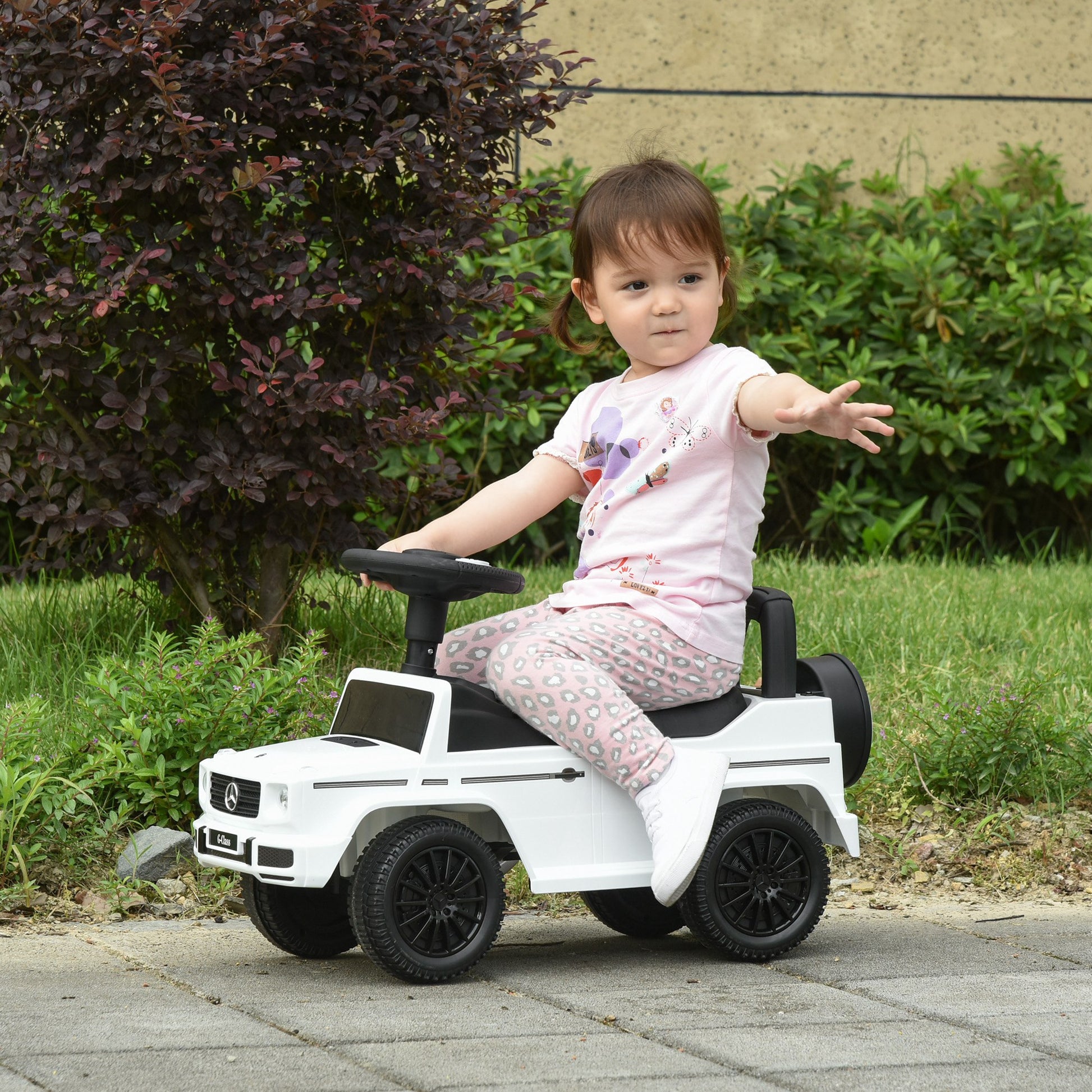 VarietyKart Compatible Baby Toddler Push Car Foot-to-Floor Ride-On Wheel Mercedes-Benz G350 Licensed White