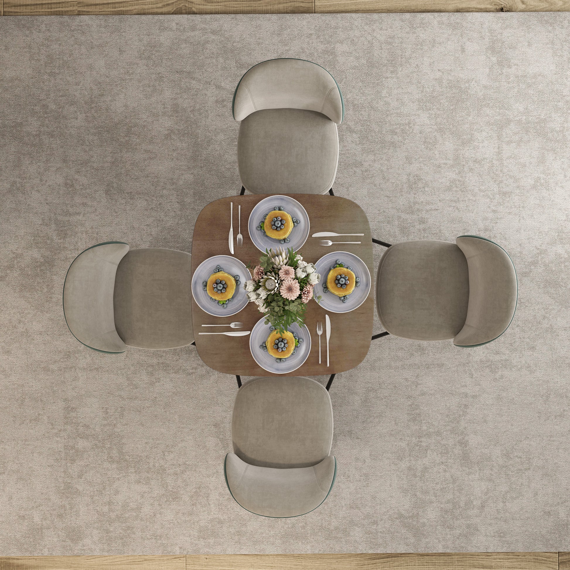 Dining Table for 4 People - Modern Kitchen Table with Wood-Effect Top, 27.6" x 27.6", Dark Brown