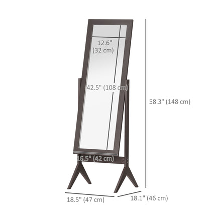 Full Length Mirror, Free Standing Full Body Mirror with Rectangular Frame, Adjustable Angle for Dressing Room, Bedroom, 