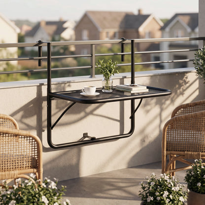 Adjustable Balcony Hanging Railing Table, Metal Mounting Mini Wall Desk Storage Rack, Outdoor Flower Stand Serving Table