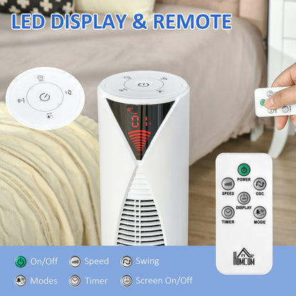 Freestanding Tower Fan Cooling for Home Bedroom with 3 Speed, 12h Timer, Oscillating, LED Sensor Panel, Remote Controlle