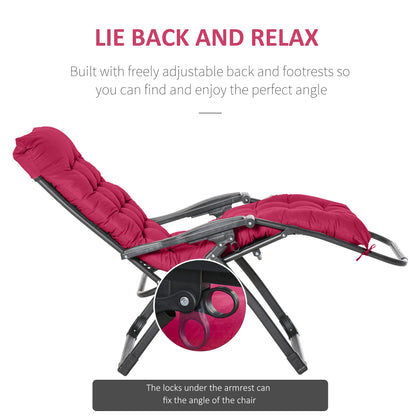 Reclining Zero Gravity Chair with Adjustable Backrest, Folding Garden Sun Lounger, Outdoor Recliner with Removable Cushi