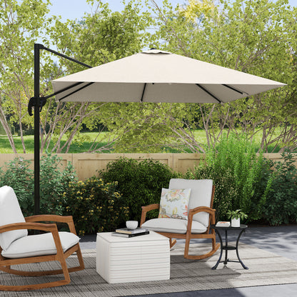 8' x 8' Square Patio Hanging Offset Umbrella with 360° Rotation, Aluminum Outdoor Cantilever Parasol with Crank & Tilt, 