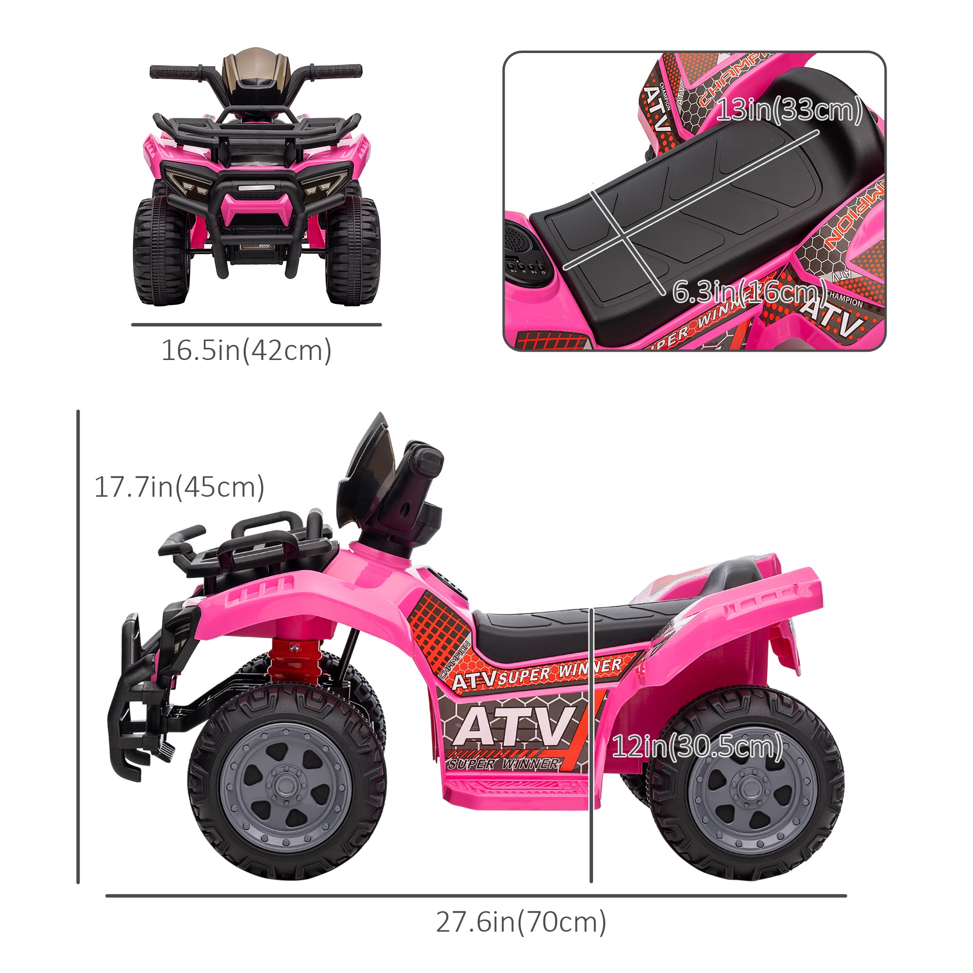 VarietyKart 6V Kids ATV Quad, 4 Wheeler Battery Powered Electric Ride on Car with Music, Forward, for Boys and Girls Age