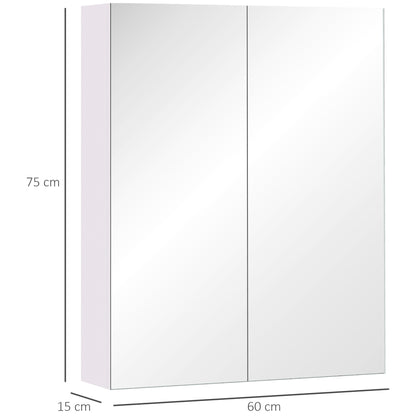 Wall Mount Medicine Cabinet with Mirror, Bathroom Mirror Cabinet Storage Organizer with Adjustable Shelf, Double Door Cu