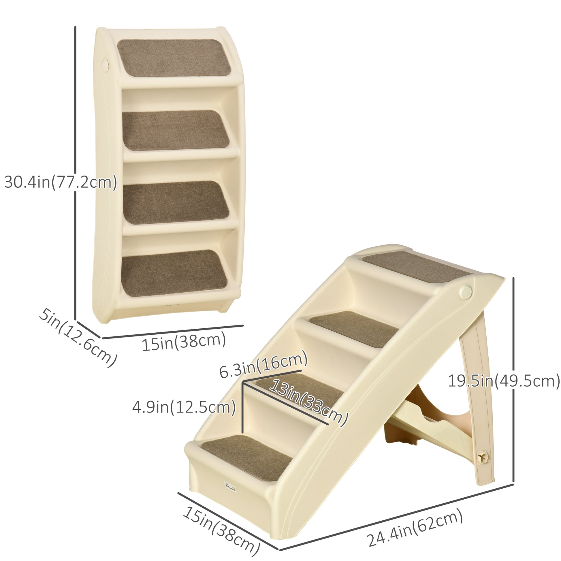 4-Level Portable Dog Stairs, Foldable Dog Steps for Small Dogs, Lightweight Cat Steps, with Nonslip Soft Mats, for High 