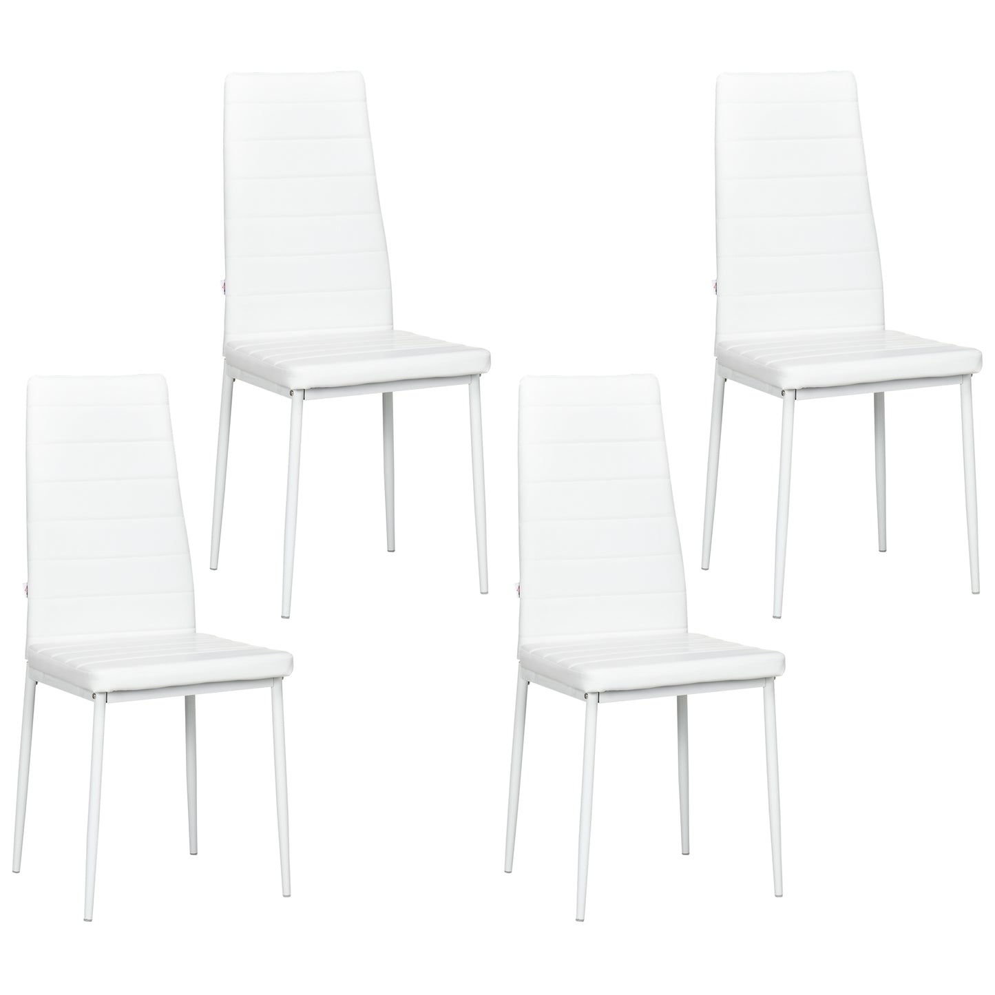 Modern Dining Chairs, Set of 4, High Back PU leather Upholstery and Metal Legs for the Living Room, Kitchen, Home Office