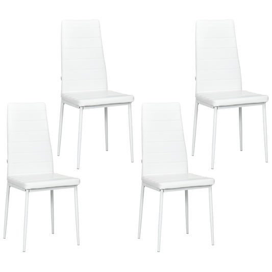 Modern Dining Chairs, Set of 4, High Back PU leather Upholstery and Metal Legs for the Living Room, Kitchen, Home Office