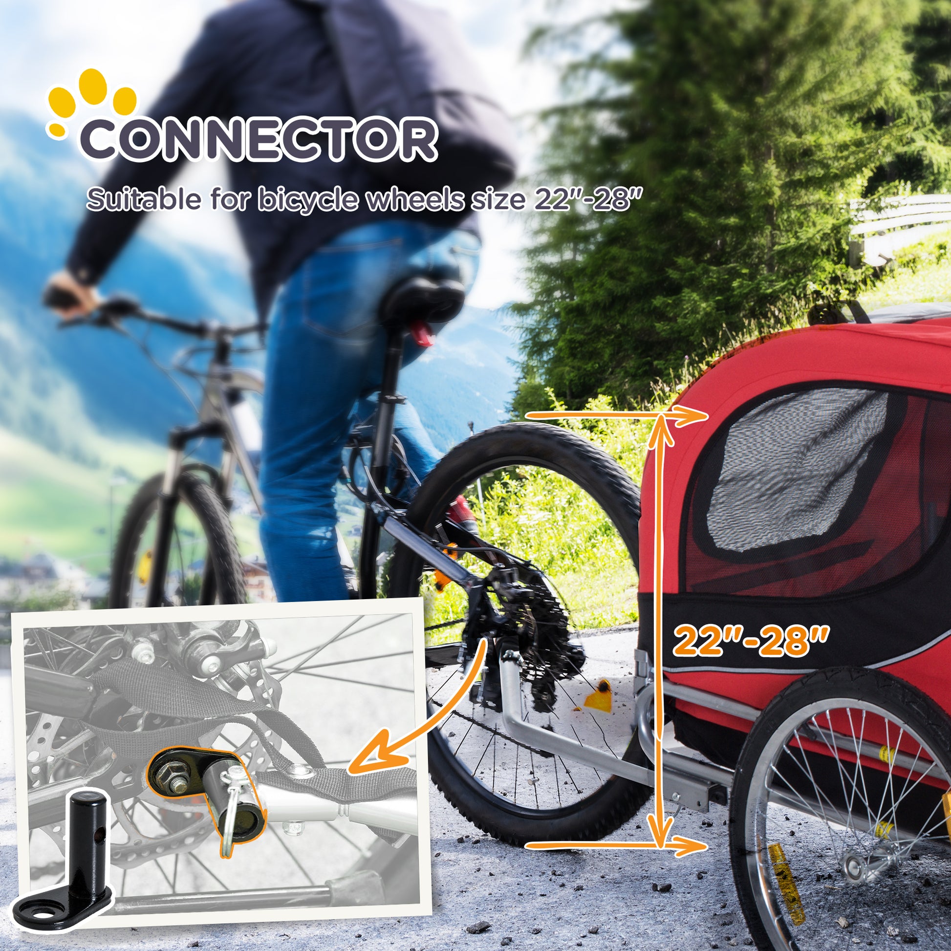 VarietyKart Dog Bike Trailer, Pet Cart Bicycle, Wagon Cargo Carrier Attachment with Hitch, Reflectors, Flag for Small Me