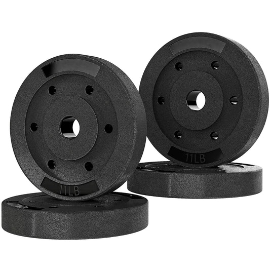 Soozier Weight Plates Set of 4, 1-Inch Barbell Weight Set for Home Gym Strength Training and Weightlifting, 4 x 11 lbs