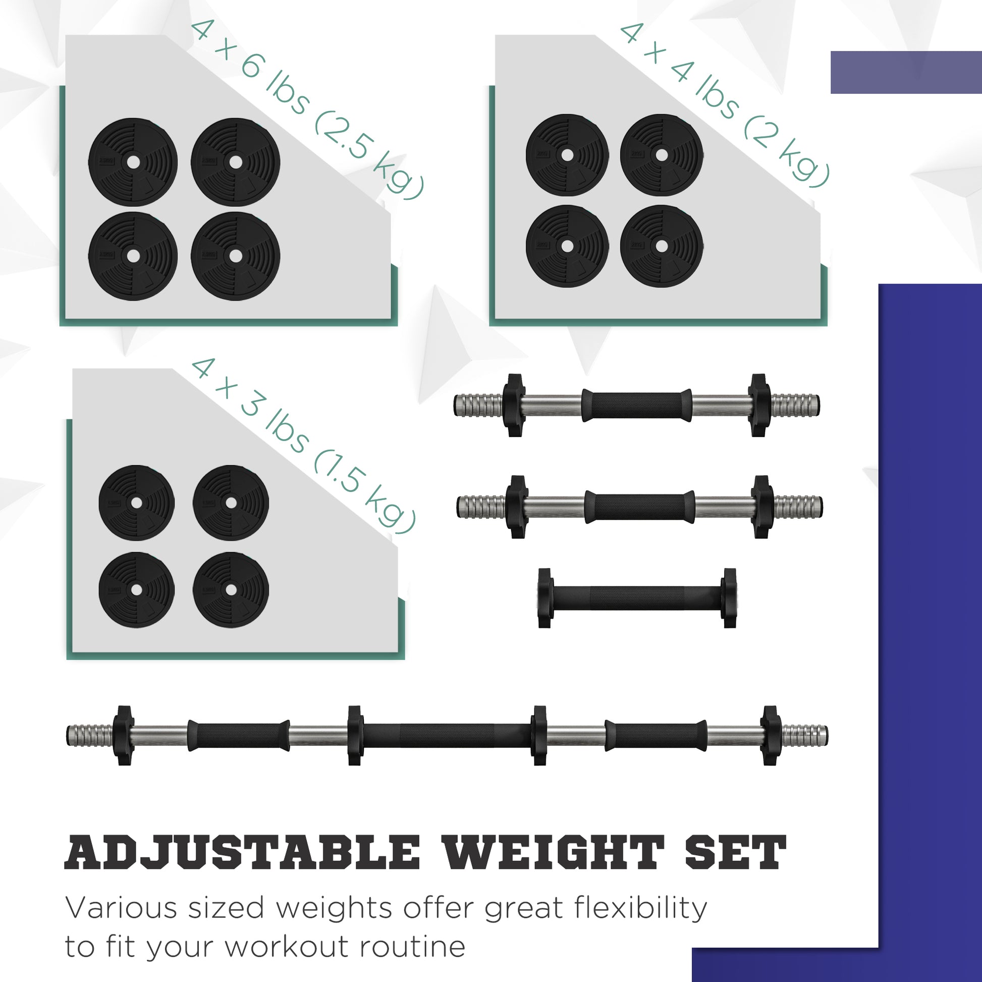 Soozier 55LBS 2-in-1 Adjustable Barbell & Dumbbells Set, Weights Set with Non-slip Handles for Men and Women Home Gym Tr