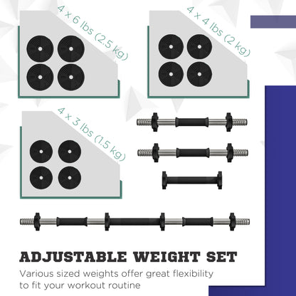 Soozier 55LBS 2-in-1 Adjustable Barbell & Dumbbells Set, Weights Set with Non-slip Handles for Men and Women Home Gym Tr