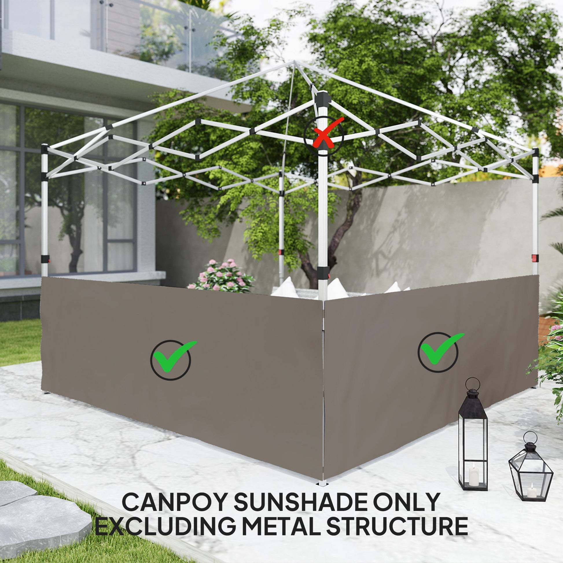 Canopy Sidewalls for 10' x 10' or 10' x 20' Pop up Canopy, 2 PCS Canopy Half Walls Only, Grey