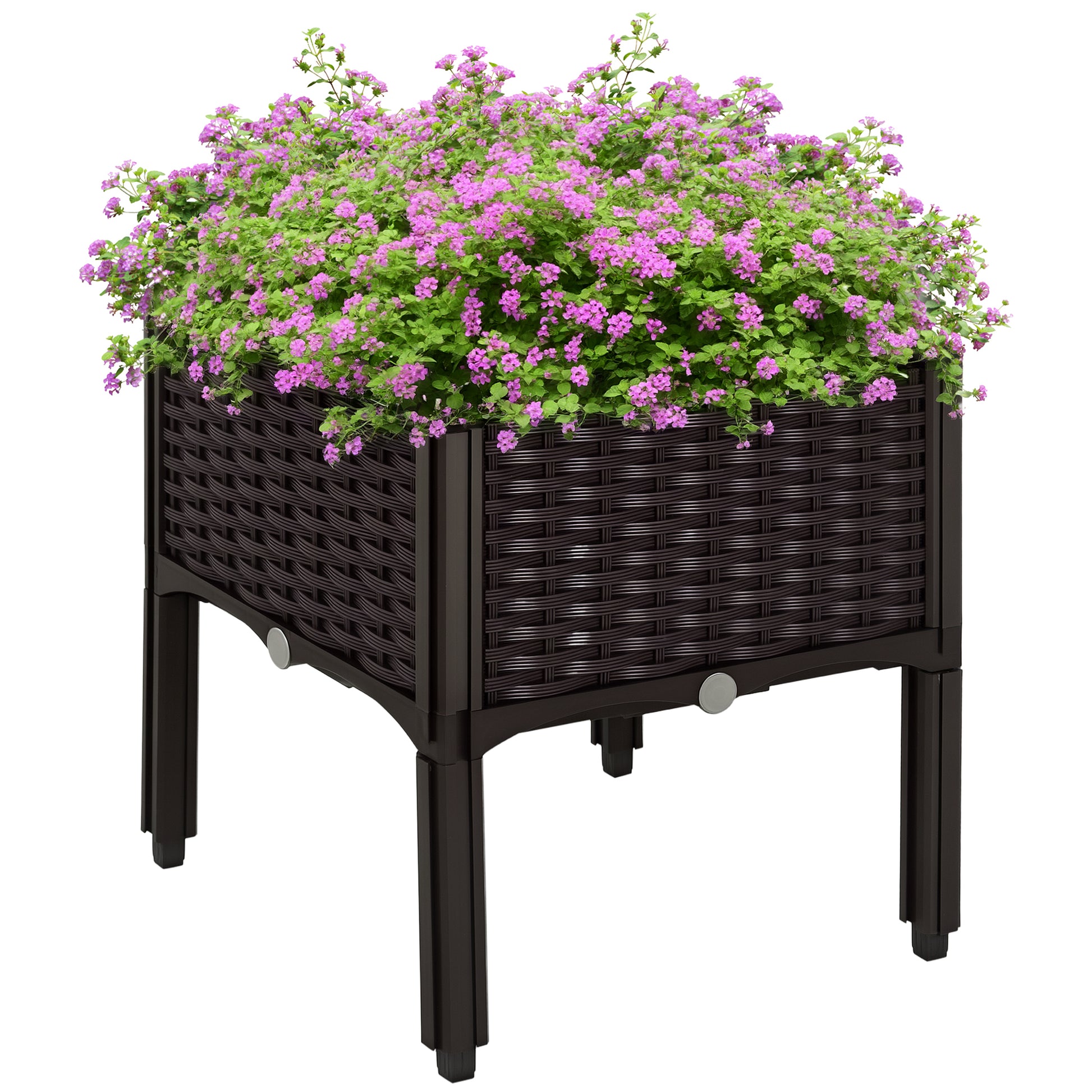 1 Piece Raised Garden Bed PP Raised Flower Bed Vegetable Herb Grow Box Stand Brown