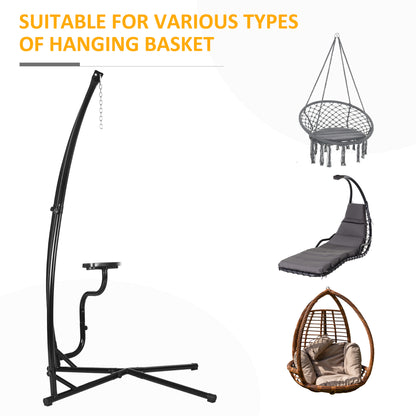 Hammock Chair Stand Only, Metal C-Stand for Hanging Hammock Chair with Tray for Indoor, Outdoor, Porch, Patio, Black