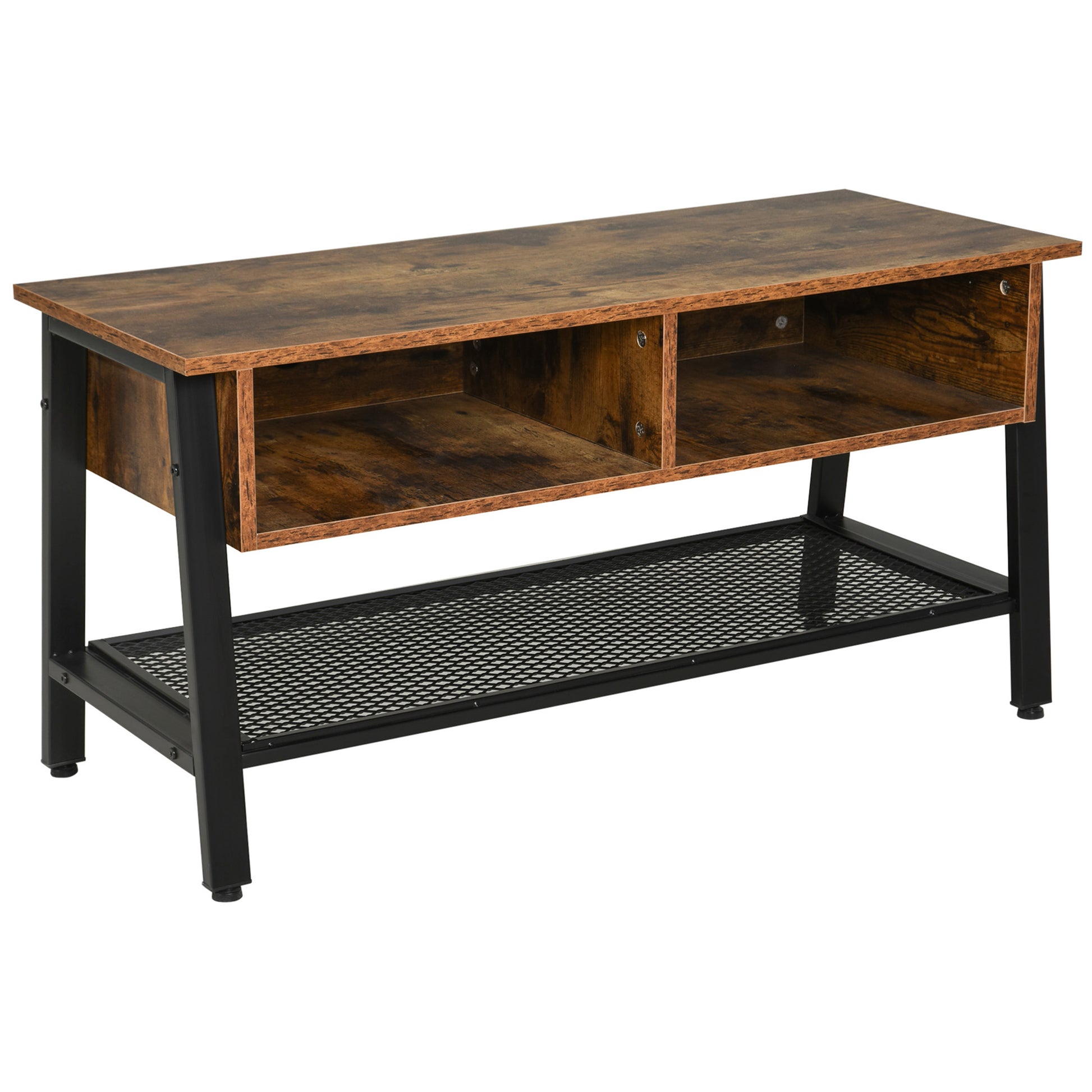 Industrial TV Stand, TV Console Table for TV up to 45'' Flat Screen, Entertainment Center for Living Room, Bedroom, Rust