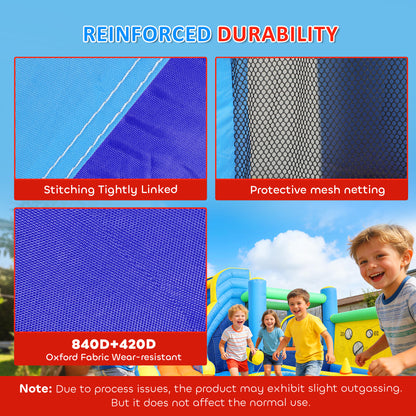 Qaba Bouncy Castle for Kids, Inflatable Bounce House with Slide, Pool (Ball Pit), Ball Shooting and Blower for Indoor Ou