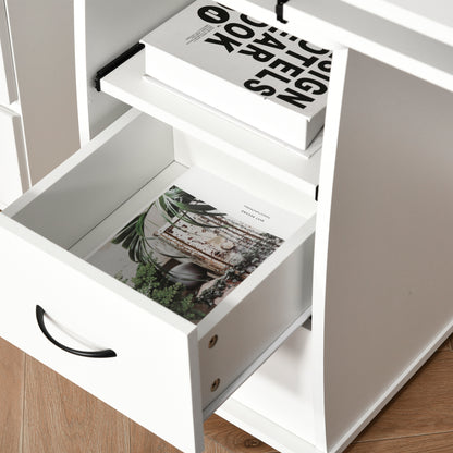 Computer Desk with Keyboard Tray, Home Office Desk with Drawers, CPU Stand, Printer Stand and Open Shelves, Writing Work