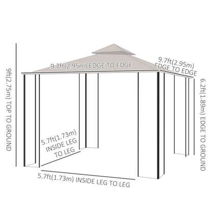 10'x10' Patio Gazebo, Outdoor Garden Canopy for Events Party Backyard with Mosquito Netting