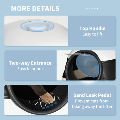 Cat Litter Box with Lid, Covered Litter Box w/ High Sides, Black