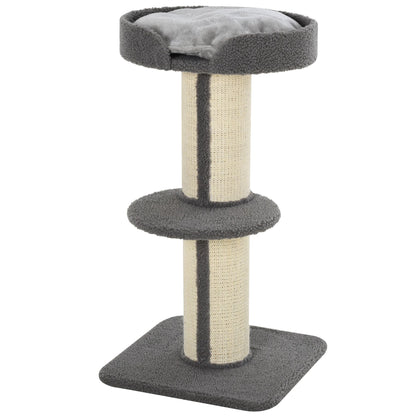 Cat Tree Kitty Tower with Sisal Mat Scratching Post, Cat Bed, Cushion, Perch, 18" x 18" x 36", Grey
