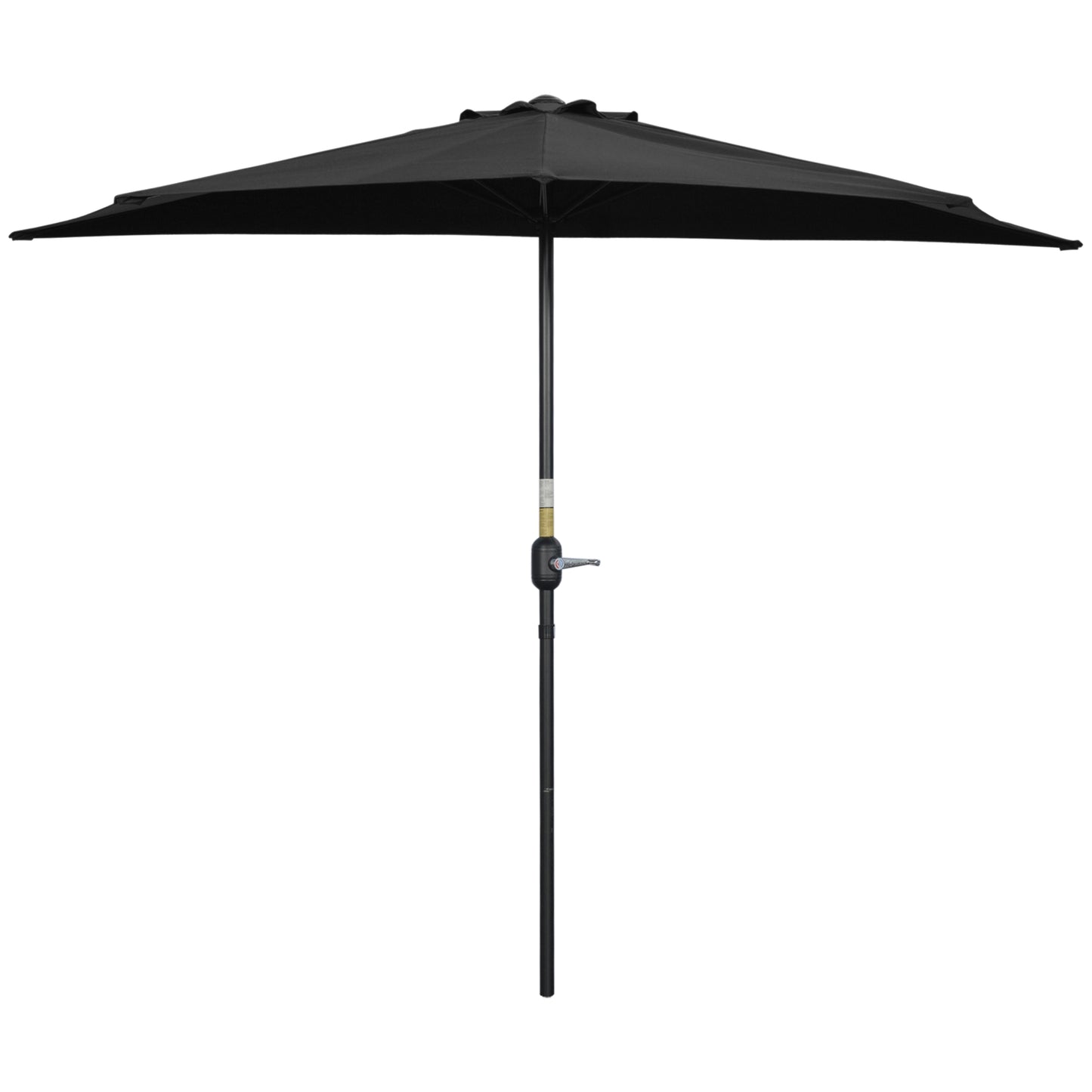 9ft Half Round Umbrella Outdoor Patio Garden Balcony Parasol Window Sun Shade w/ 5 Ribs Black