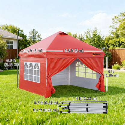 10' x 10' Pop Up Canopy Tent, Instant Sun Shelter, Tents for Parties, with Wheeled Carry Bag, for Outdoor, Garden, Patio